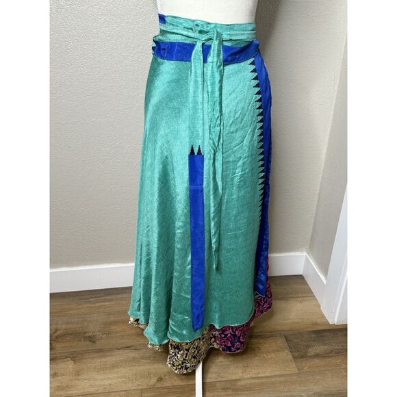 Darn Good Yarn Sari Silk Wrap Skirts Reversible Boho Ankle 4 -12 Lot of 4 Mini - Picture 14 of 16